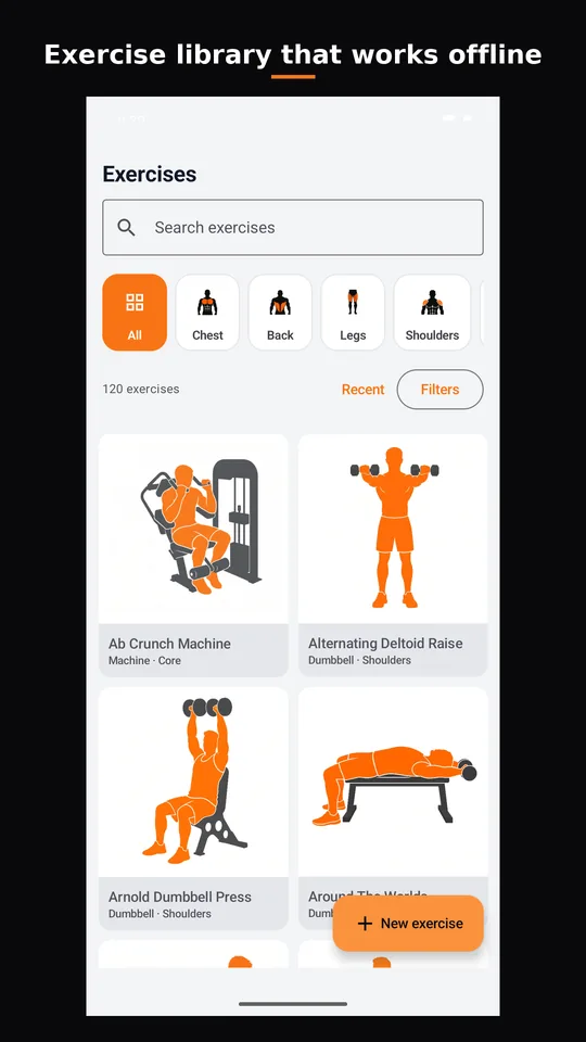 Exercise library screenshot